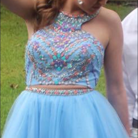 Baby blue 2 piece homecoming dress - Picture 6 of 7